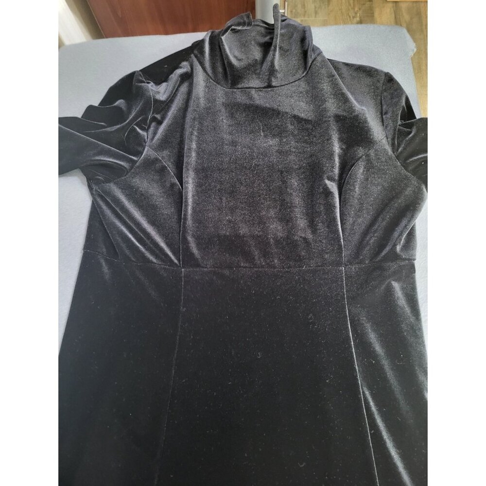 Vintage High Neck Women's Black Velvet Maxi Dress Witchy Goth y2k No Size - Picture 5 of 8